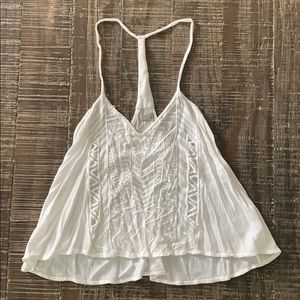 Halter Neck White Lace Chiffon Tank